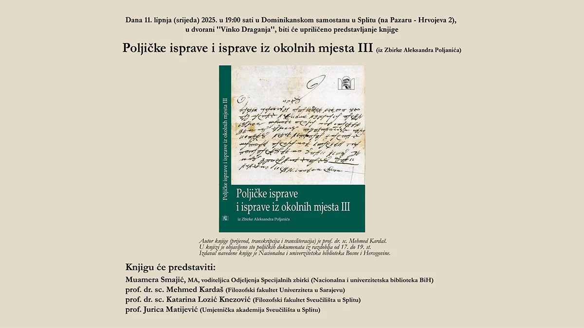 Promocija knjige „Poljičke isprave i isprave iz okolnih mjesta III“ u Splitu