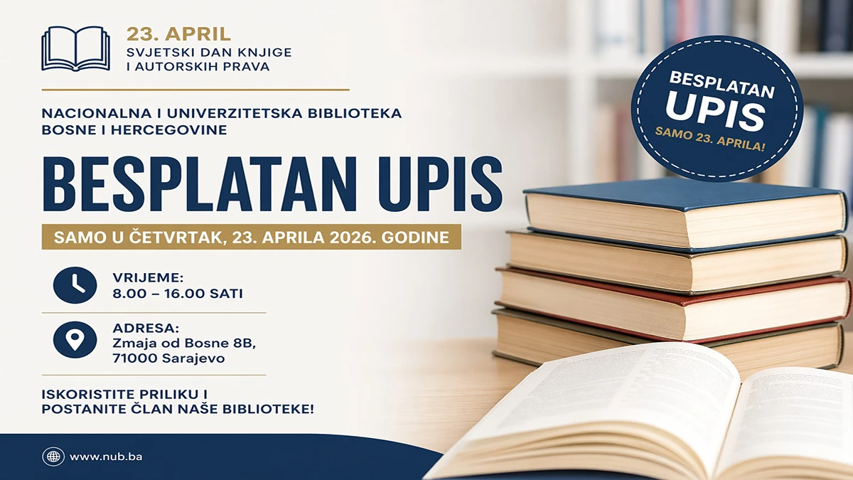Besplatan upis u Nacionalnu i univerzitetsku biblioteku BiH povodom Svjetskog dana knjige i autorskih prava